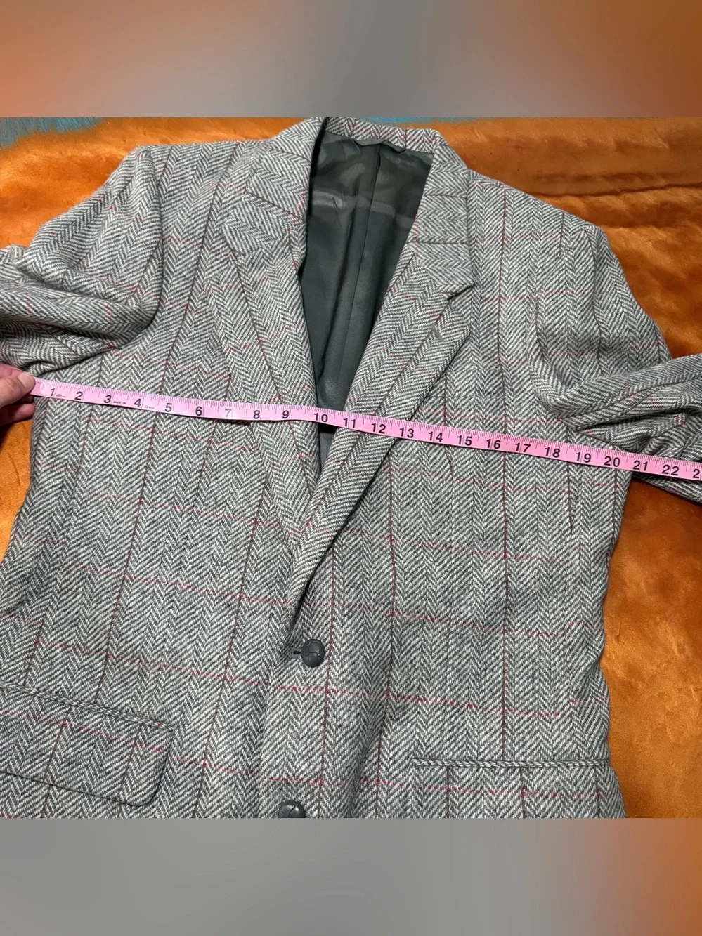 NOS Vintage James Whitehead 100% Wool Herringbone Tweed Blazer Jacket 42L